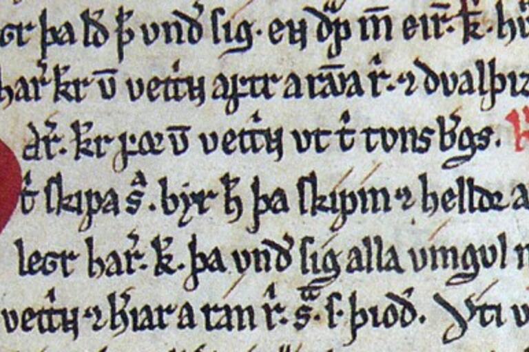 Close-up of a medieval manuscript